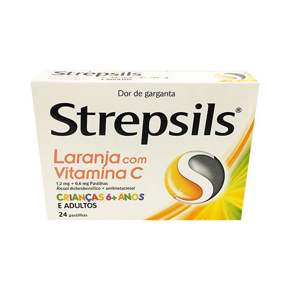 Strepsils Laranja com Vitamina C, 1,2/0,6 mg x 24 pst