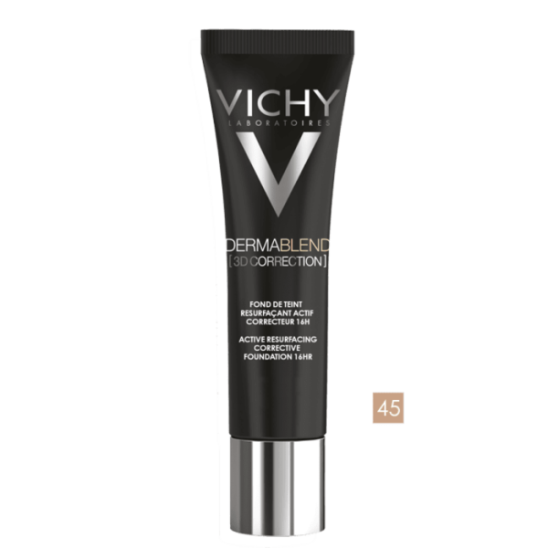 Vichy Dermablend 3D Correction Base Fluída Corretora Alisadora 16H Tom 45